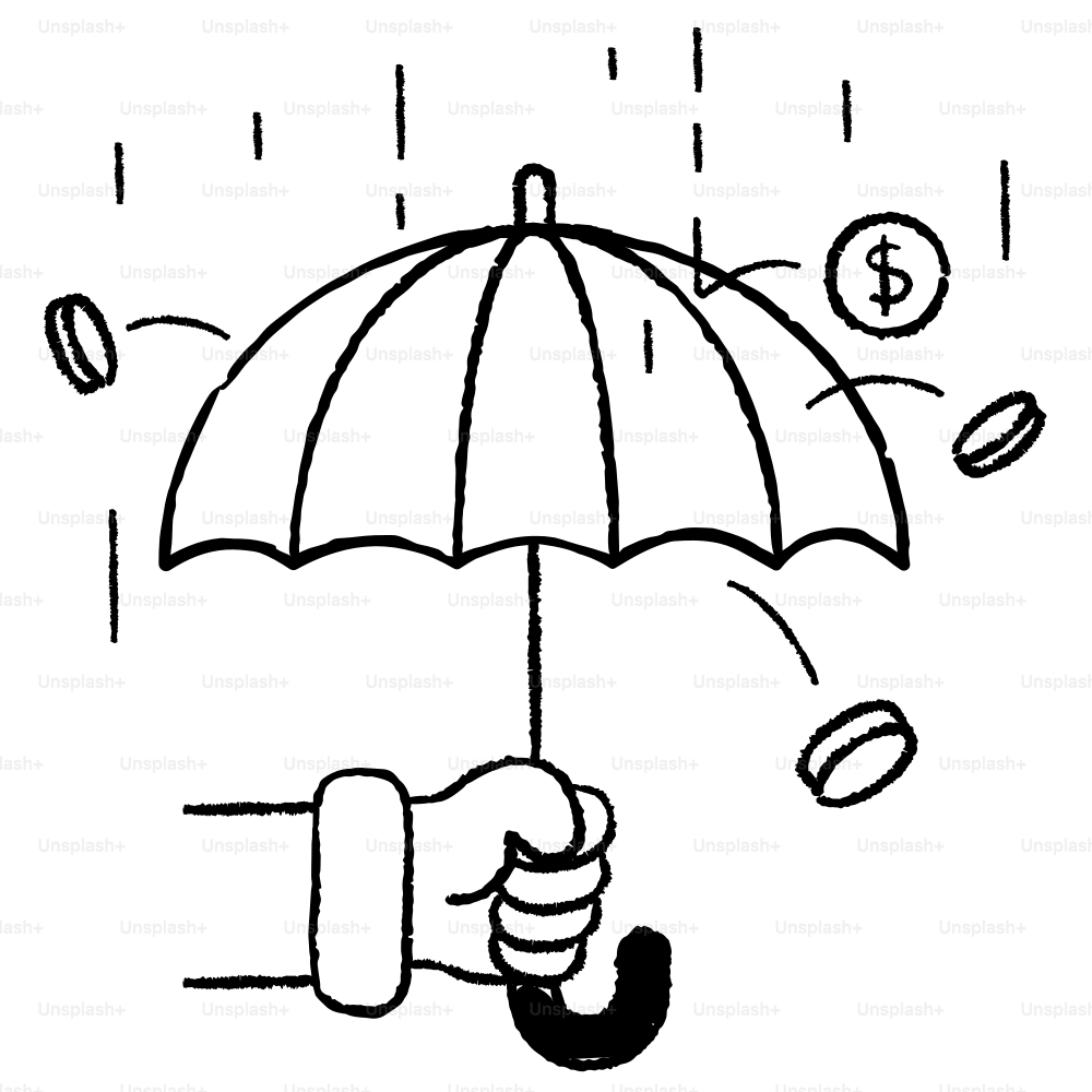 A drawing of a hand holding an umbrella