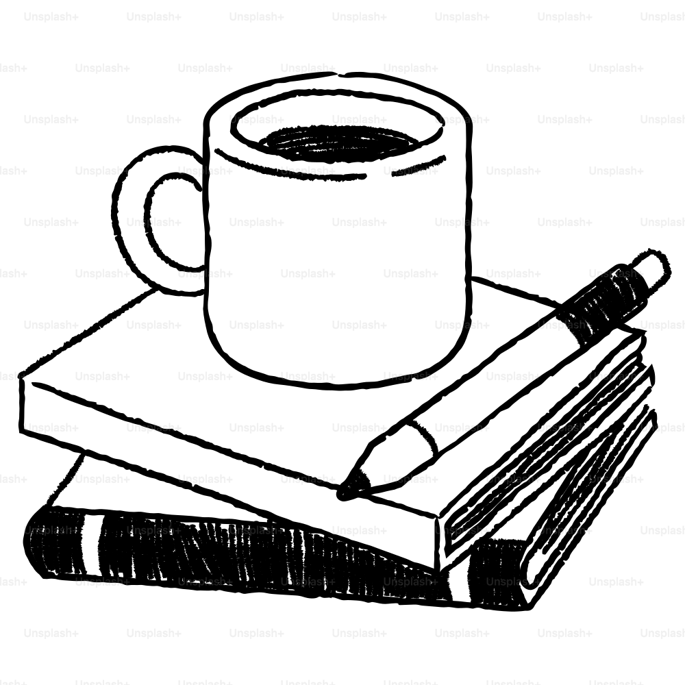 A cup of coffee and a stack of books