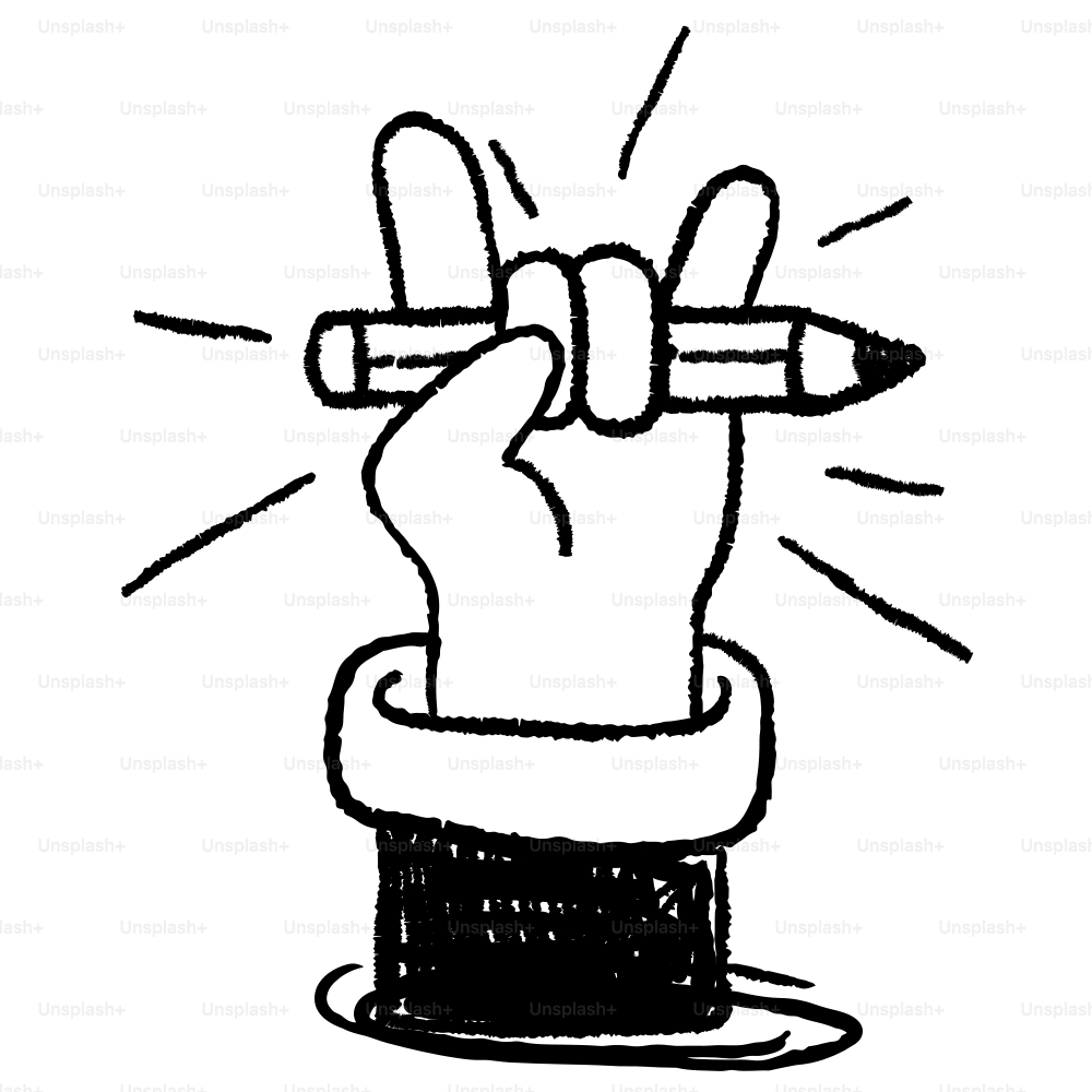 A drawing of a hand holding a pencil