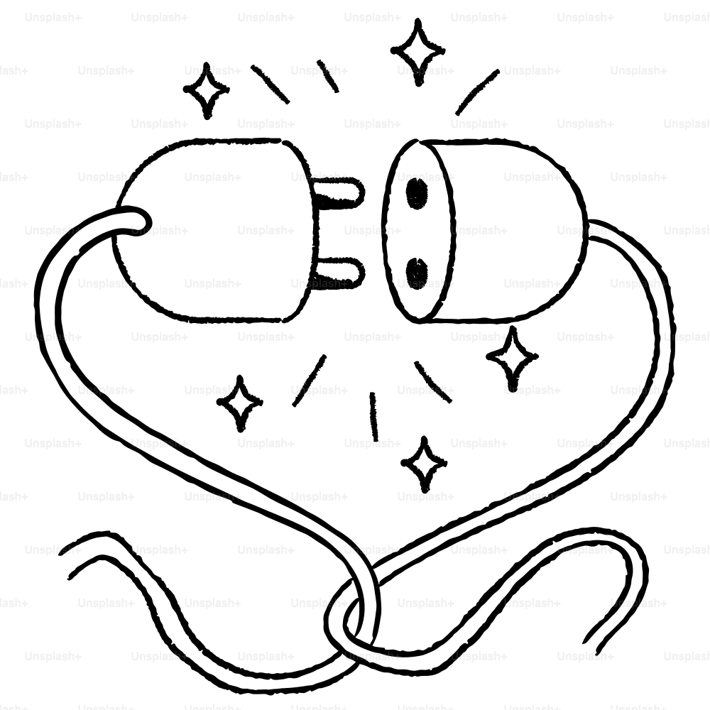 A drawing of a pair of coffee mugs in the shape of a heart