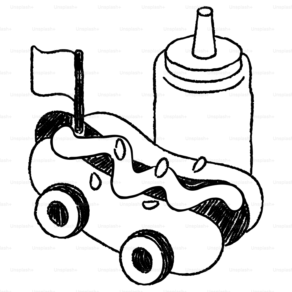 A drawing of a bottle with a toothbrush next to it