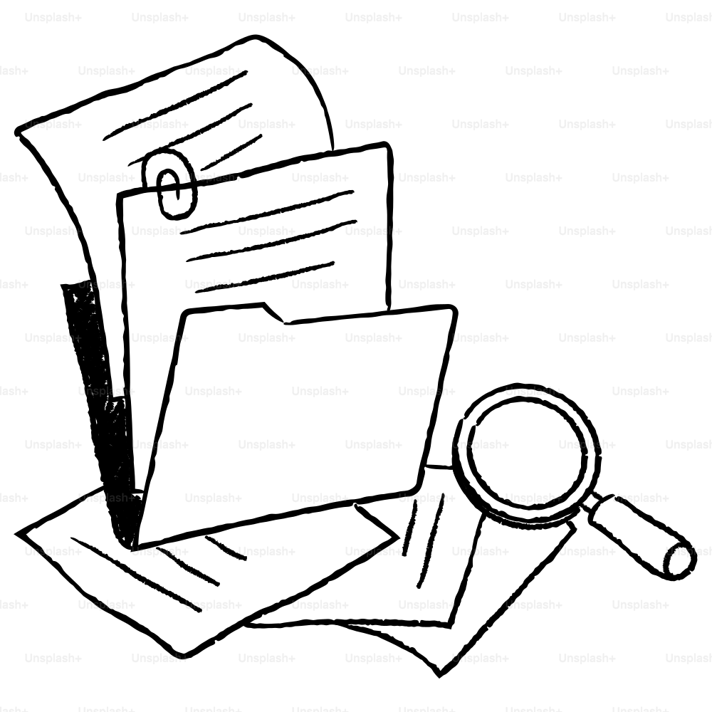 A magnifying glass sitting on top of a piece of paper