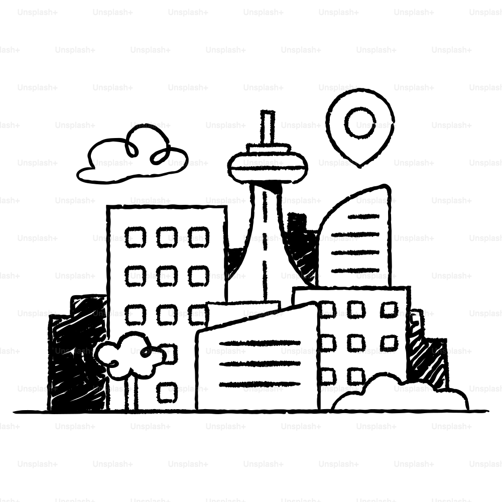 도시의 흑백 그림 벡터 – Unsplash의 추상적인 이미지, image size:3000x3000