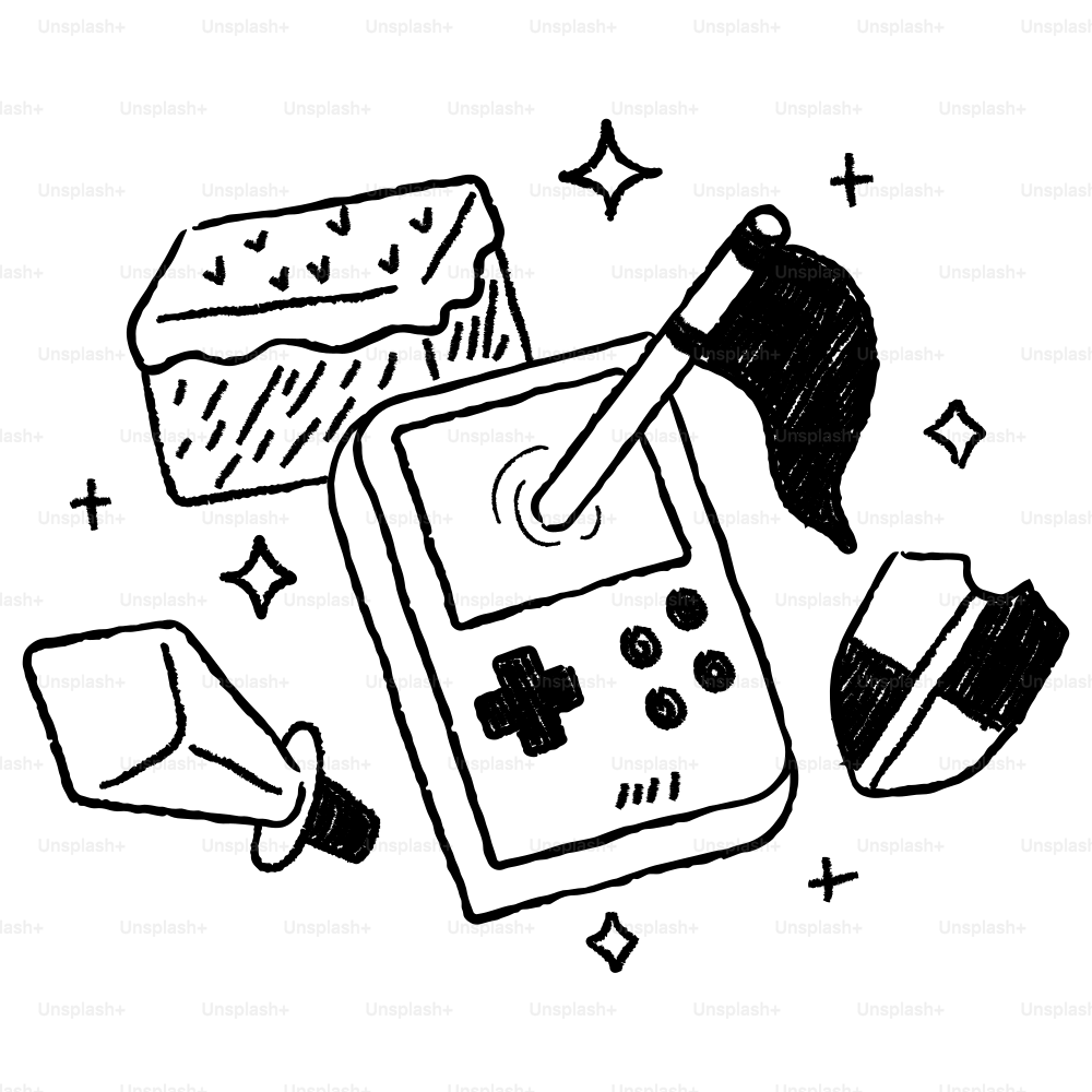 A drawing of a nintendo game boy