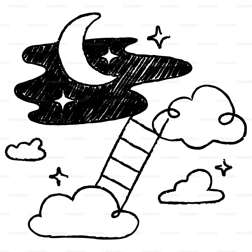 Un disegno in bianco e nero di una scala