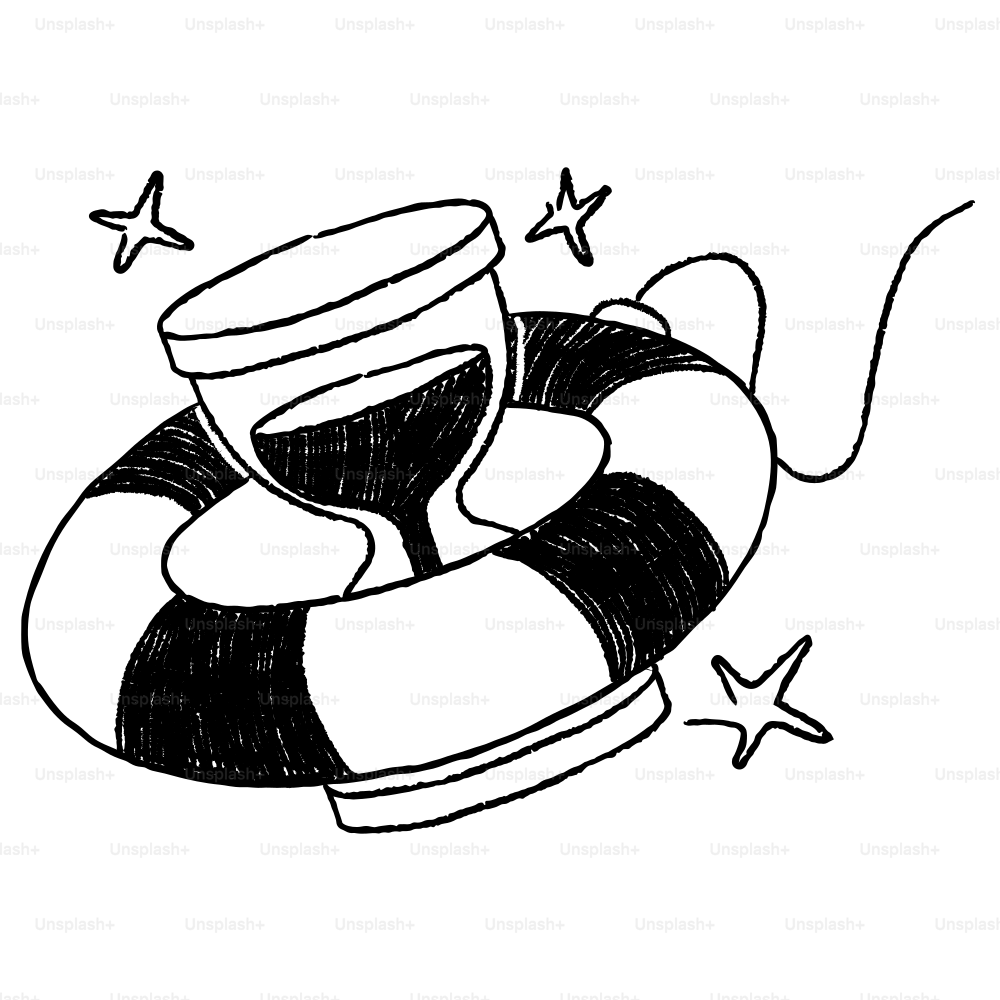 Um desenho em preto e branco de um colete salva-vidas