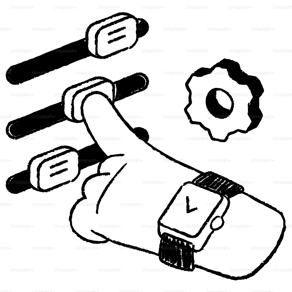 A drawing of a hand holding a wrench