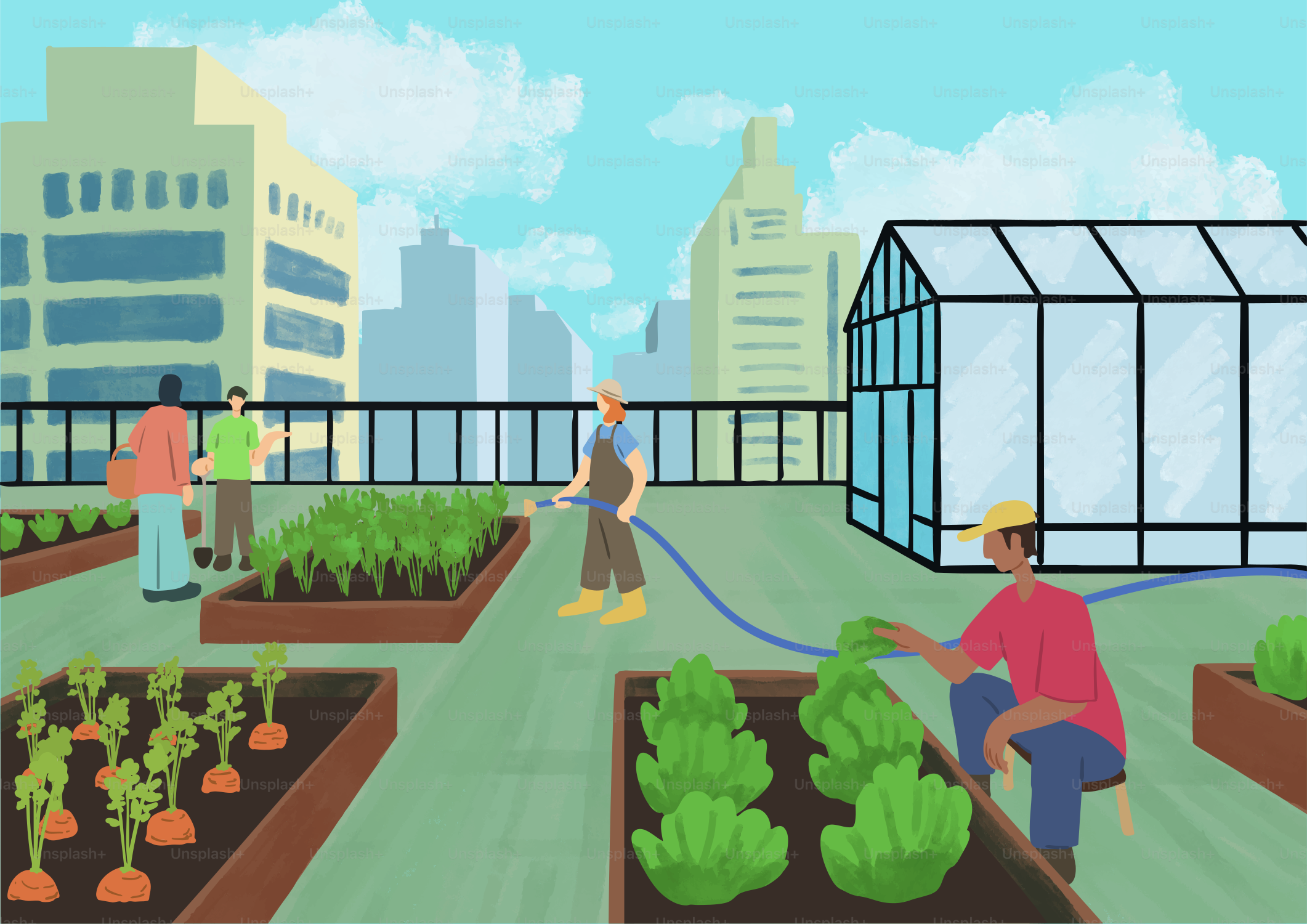 A group of people working in a garden