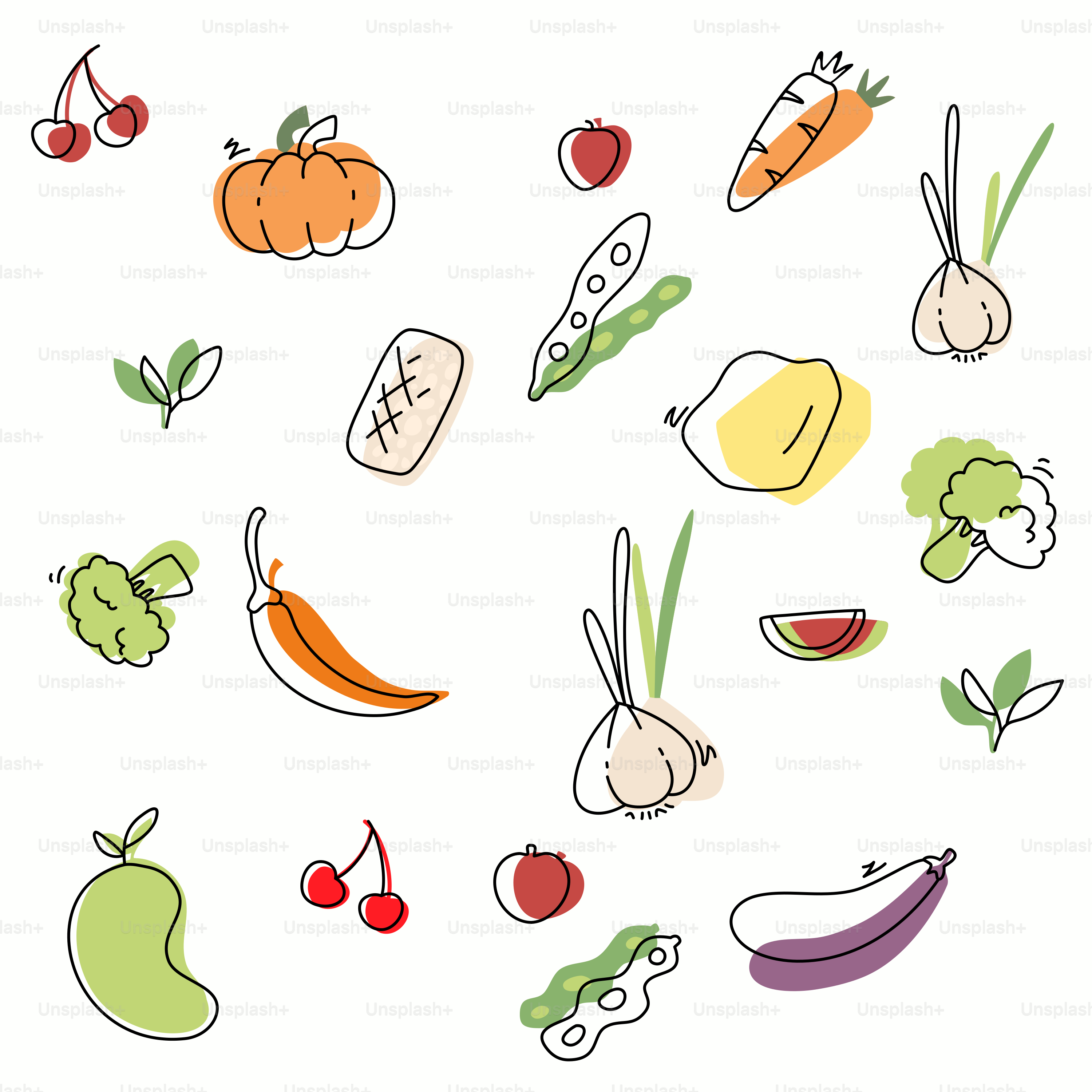 A picture of a bunch of fruits and vegetables