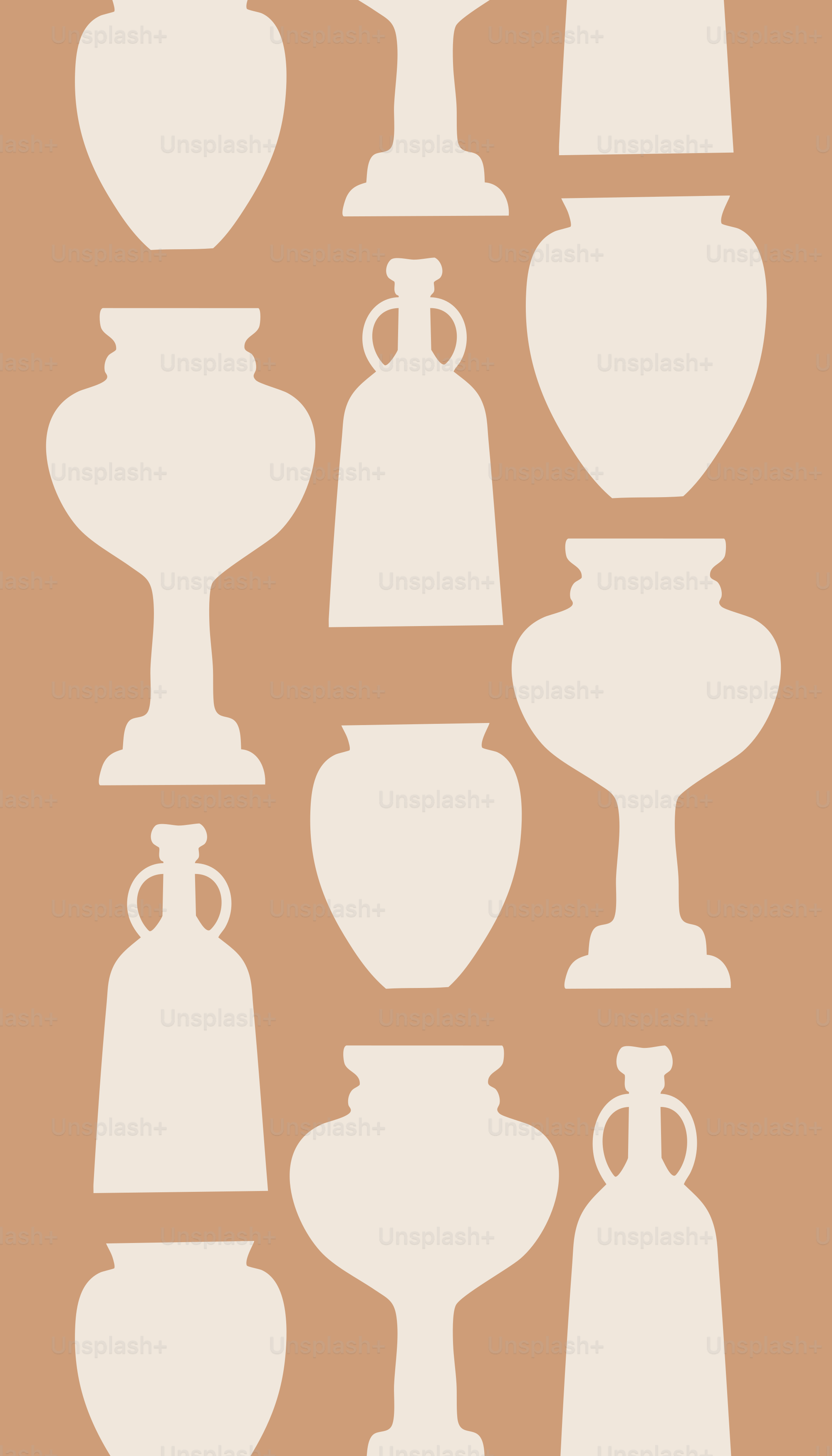 A picture of vases and urns on a brown background