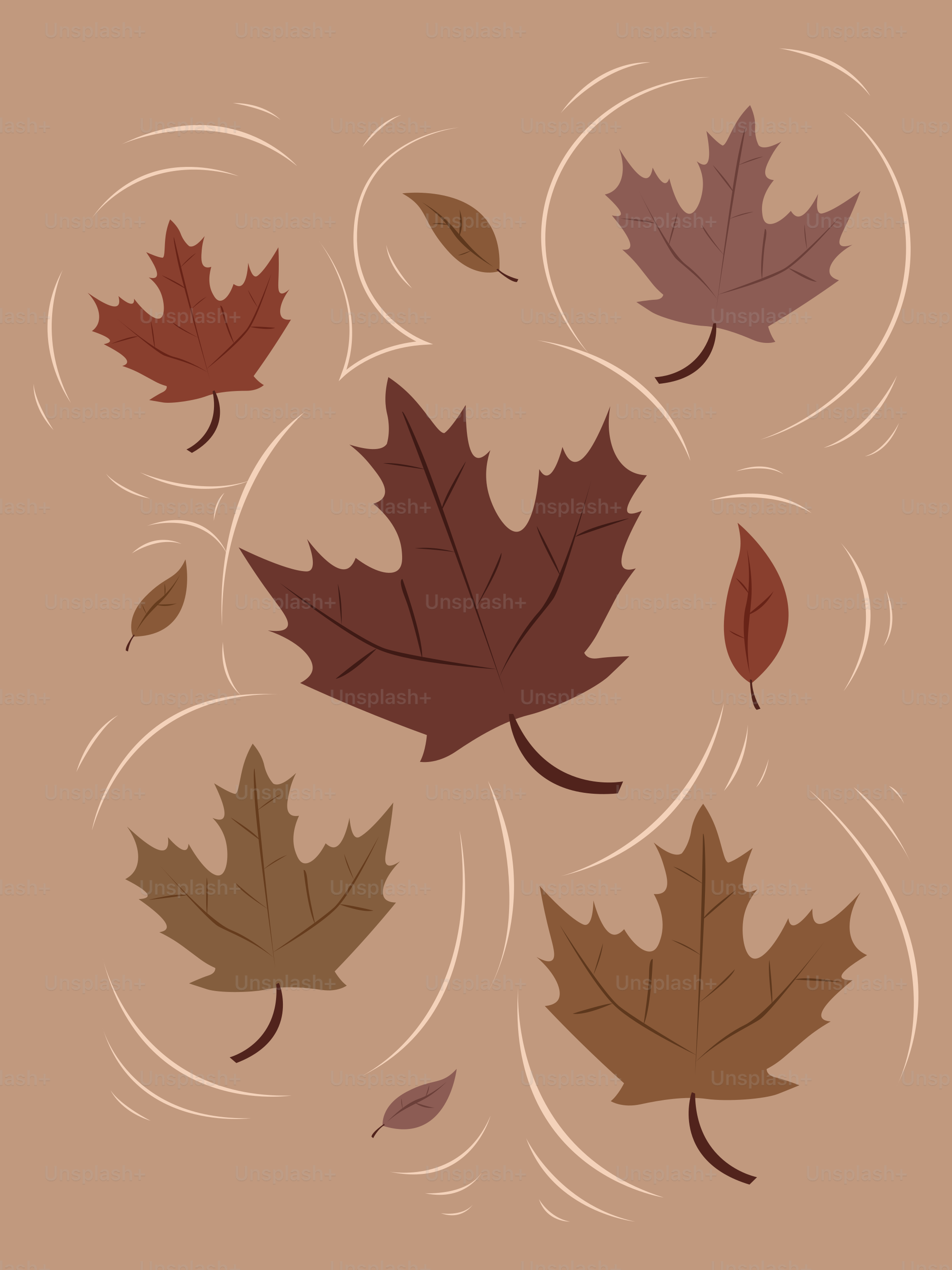 A group of leaves floating in the air