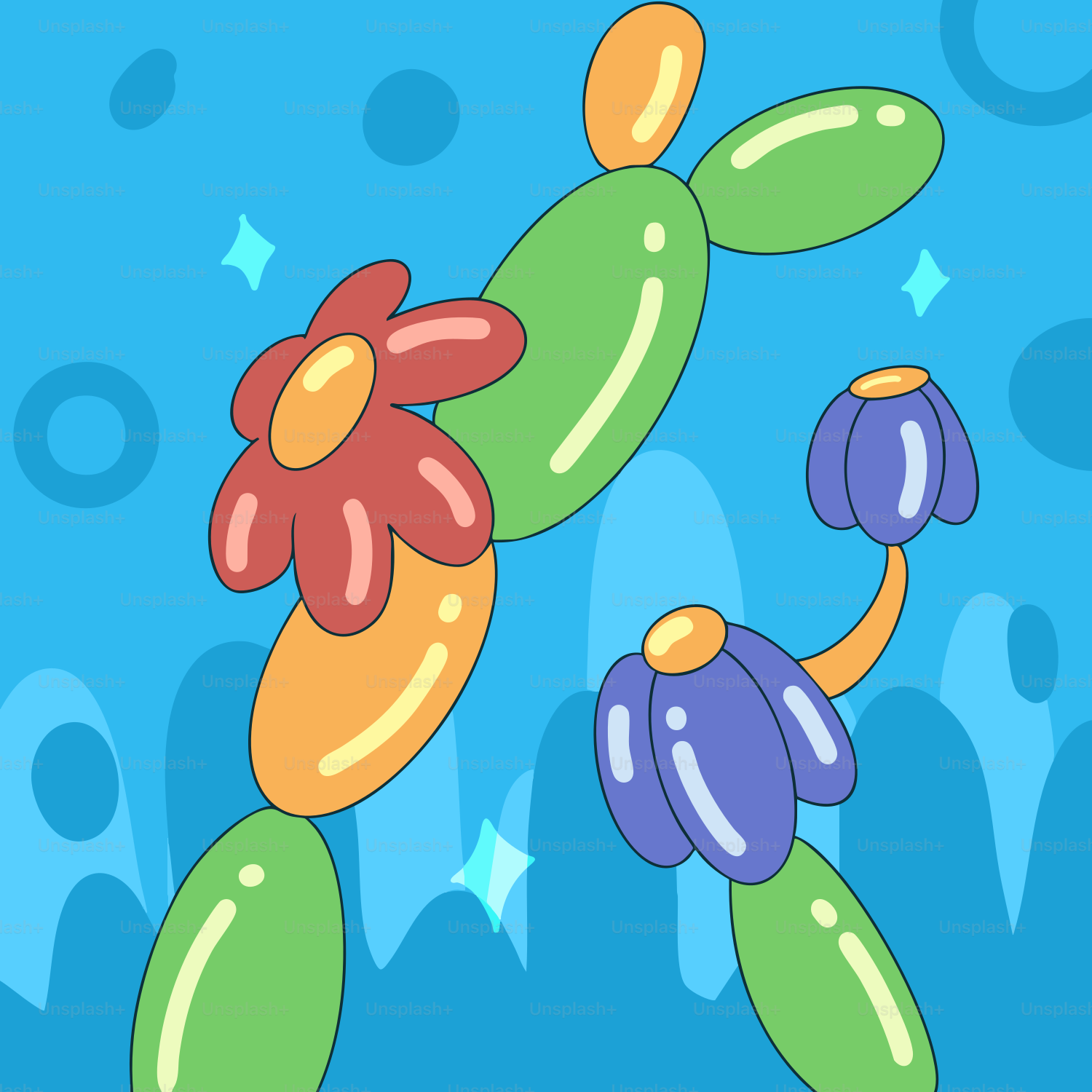 Uma imagem de um personagem de desenho animado flutuando na água