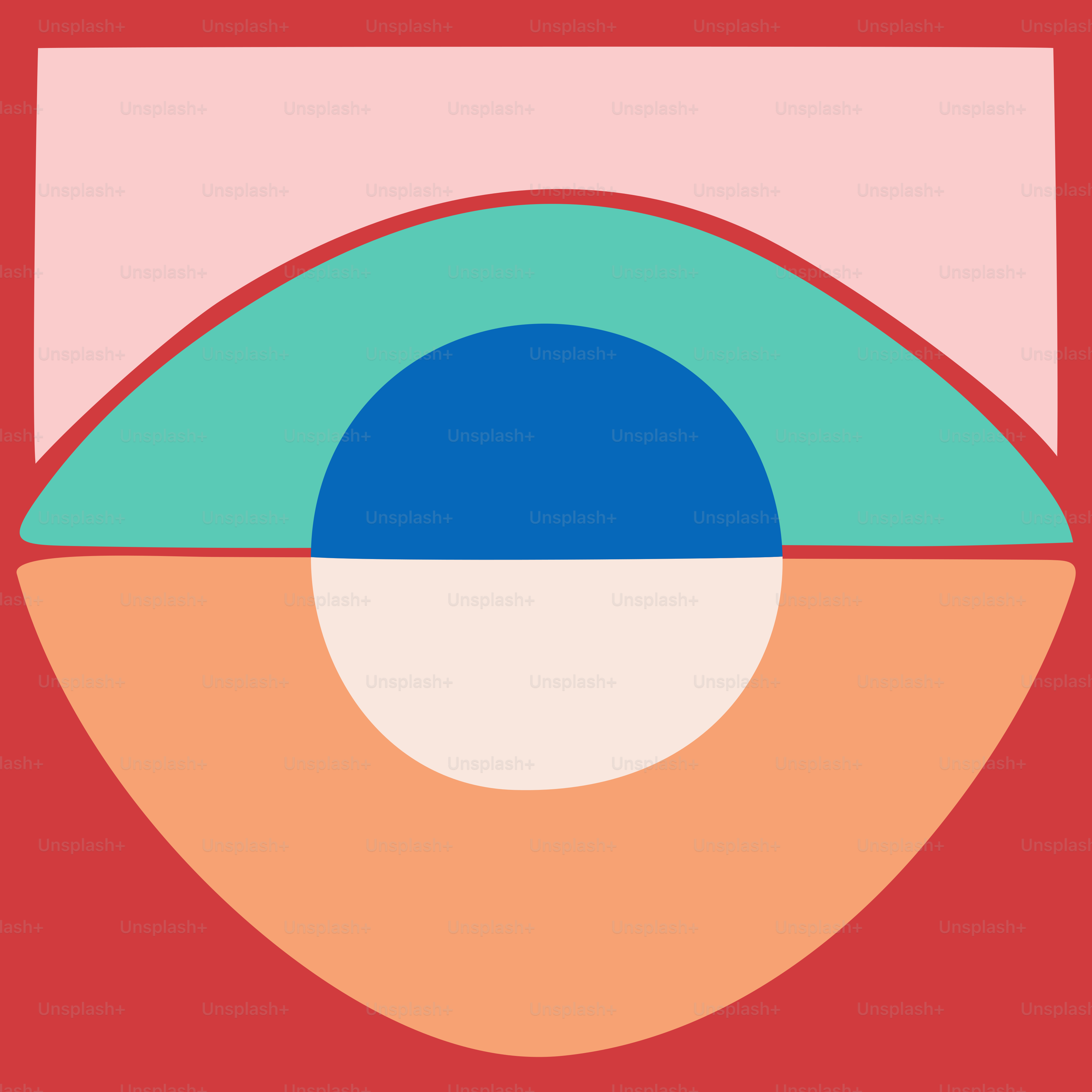 A red square with a blue circle in the center