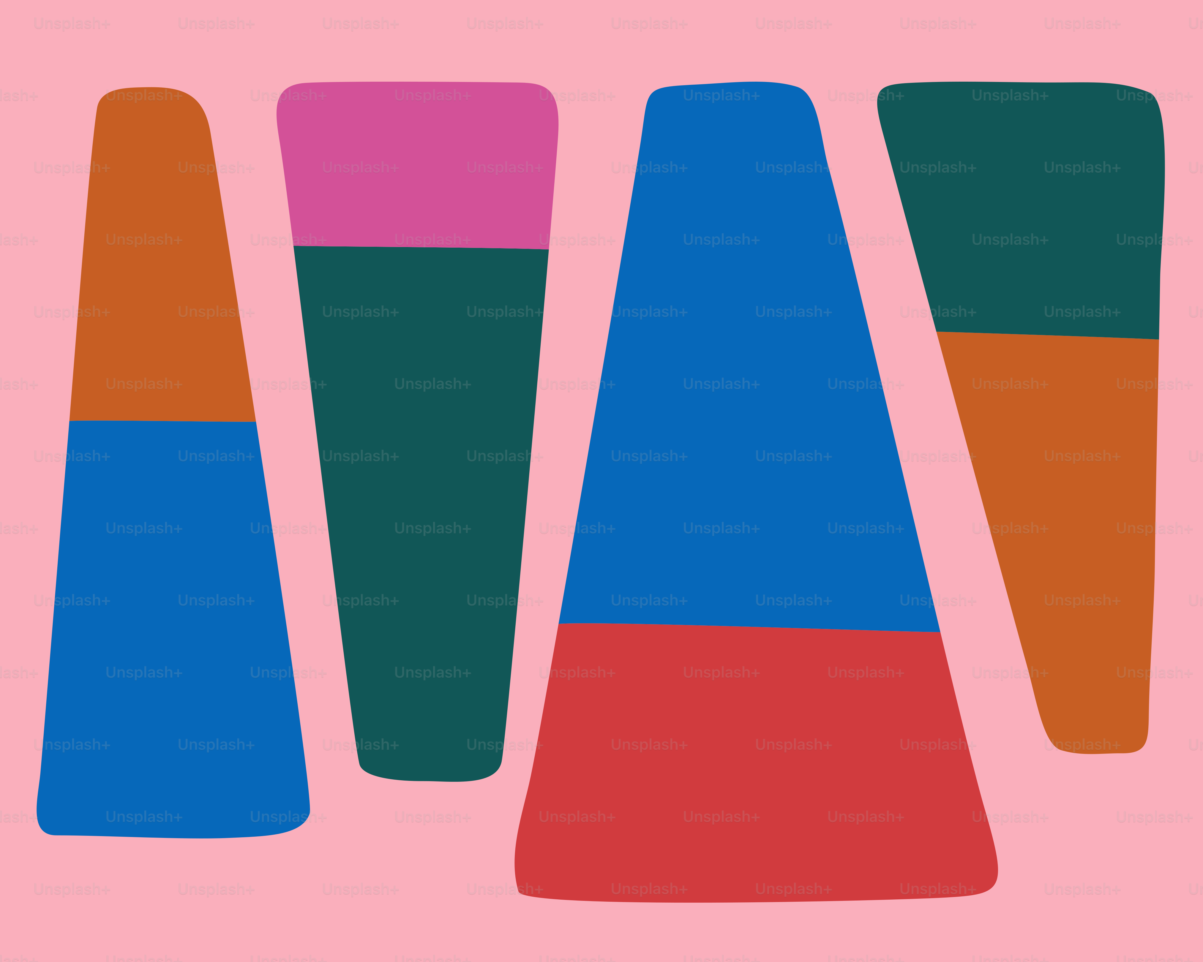 A pink background with three different colored cones