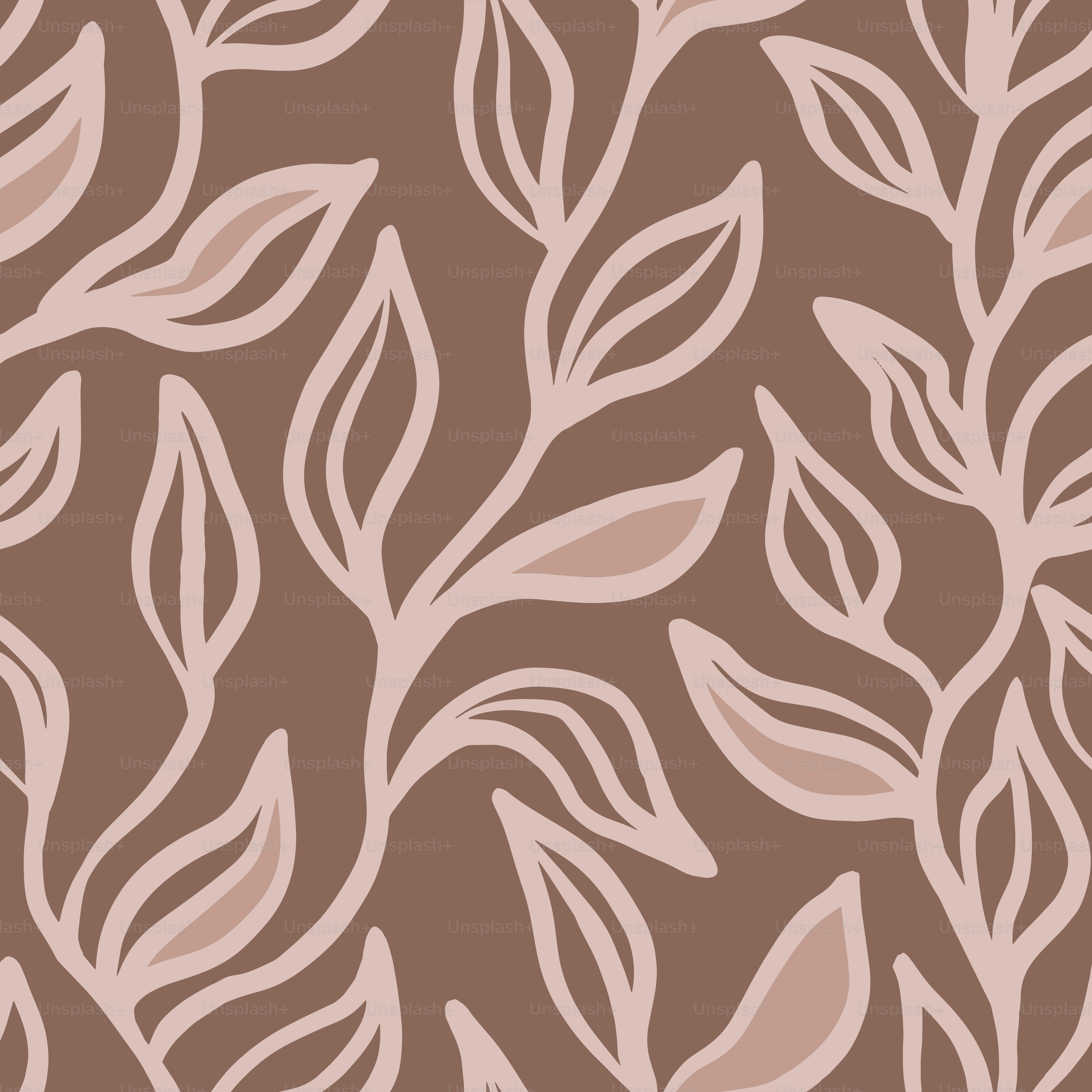 A brown and pink leaf pattern on a brown background