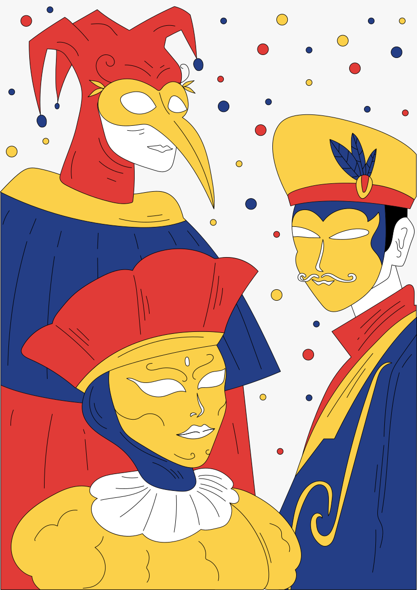 Quelques personnes portant des masques