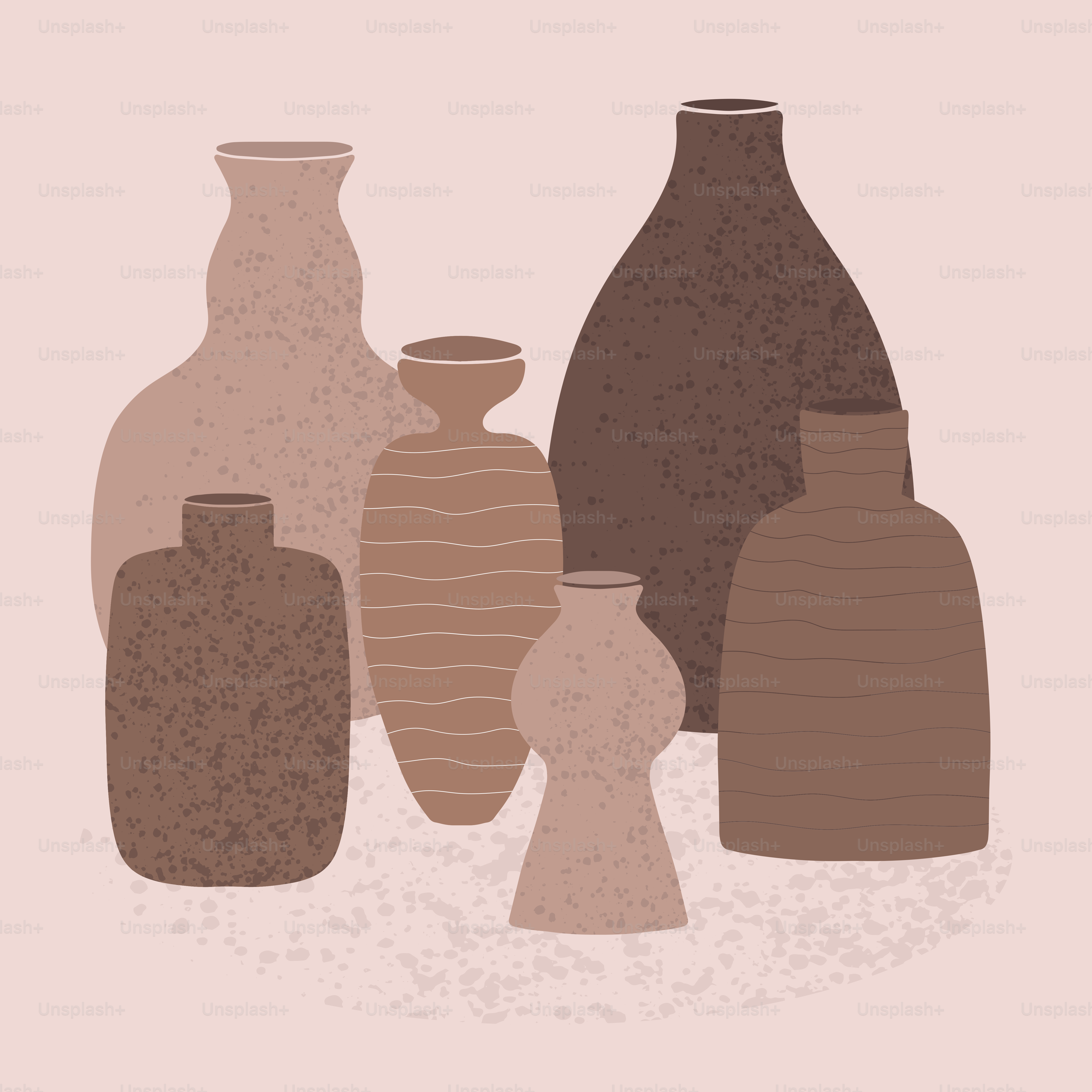 A group of vases sitting next to each other