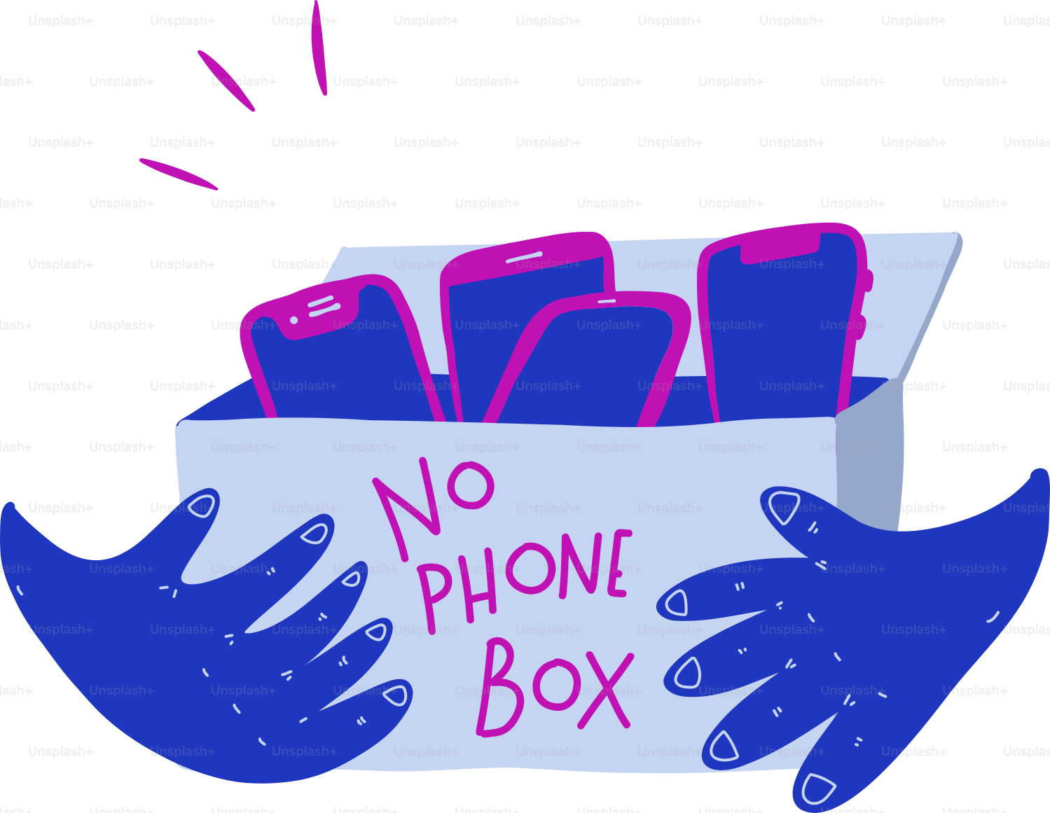 A box of cell phones sitting on top of a table