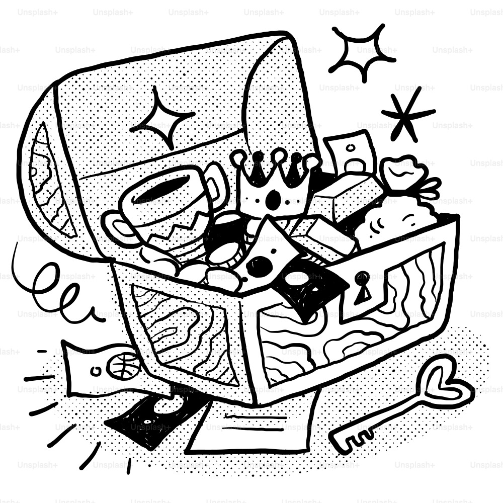 A black and white drawing of a baby in a crib