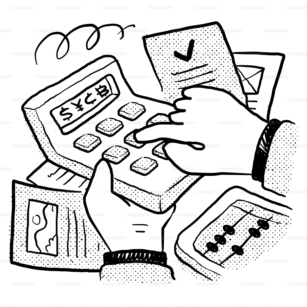 Una persona usa una calcolatrice per controllare il proprio saldo  vettoriale – Immagine di Finanza su Unsplash, image size:3000x3000