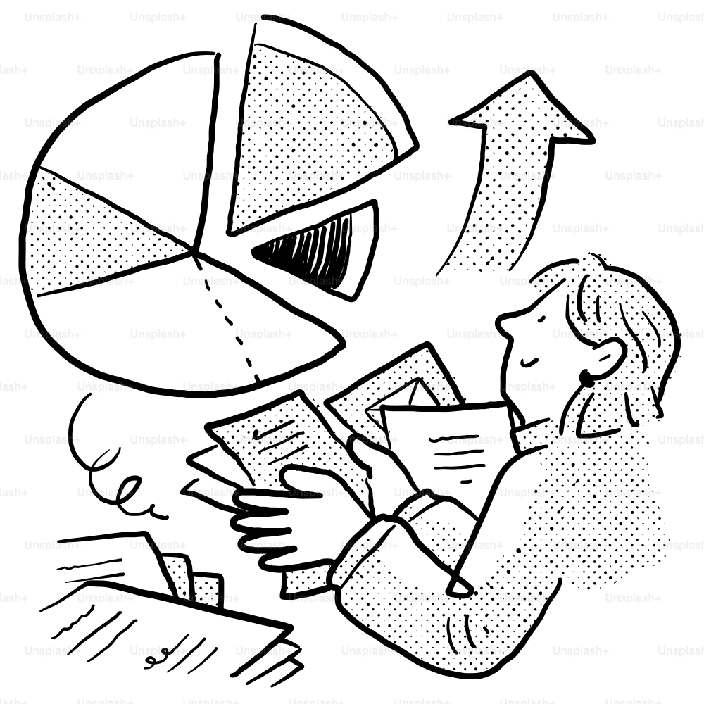 A cartoon drawing of a person reading a paper