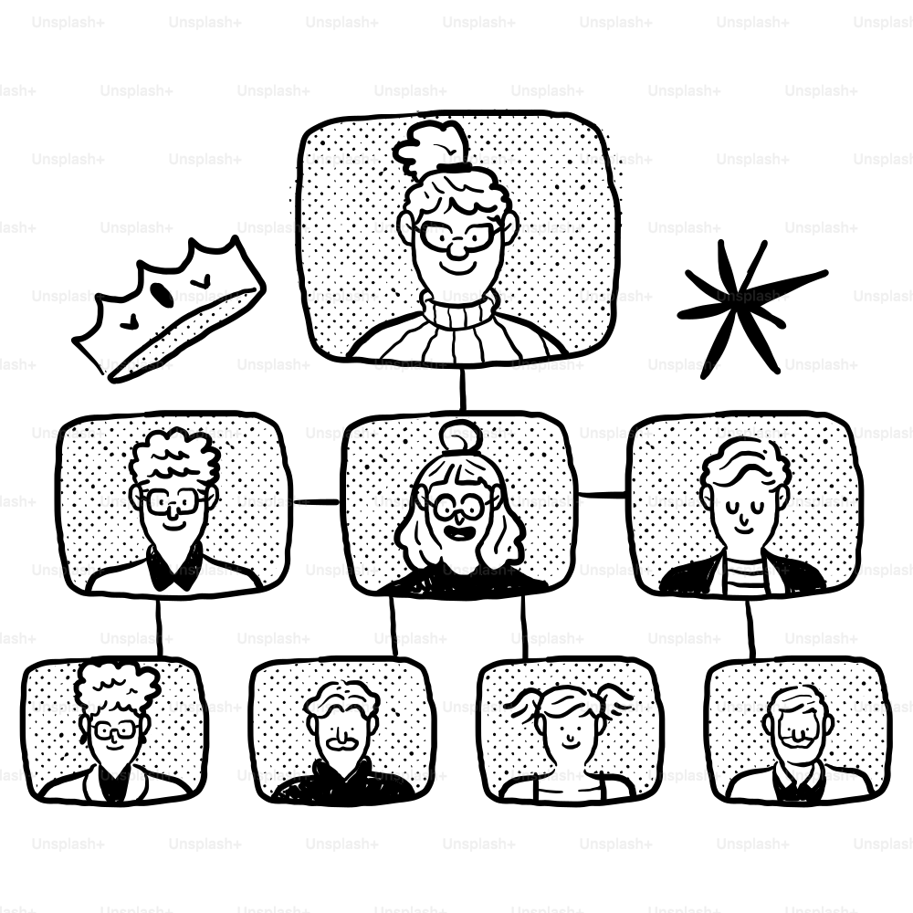 Un dessin en noir et blanc de personnes portant différents costumes  vectoriel – Image de Abstrait sur Unsplash, image size:3000x3000