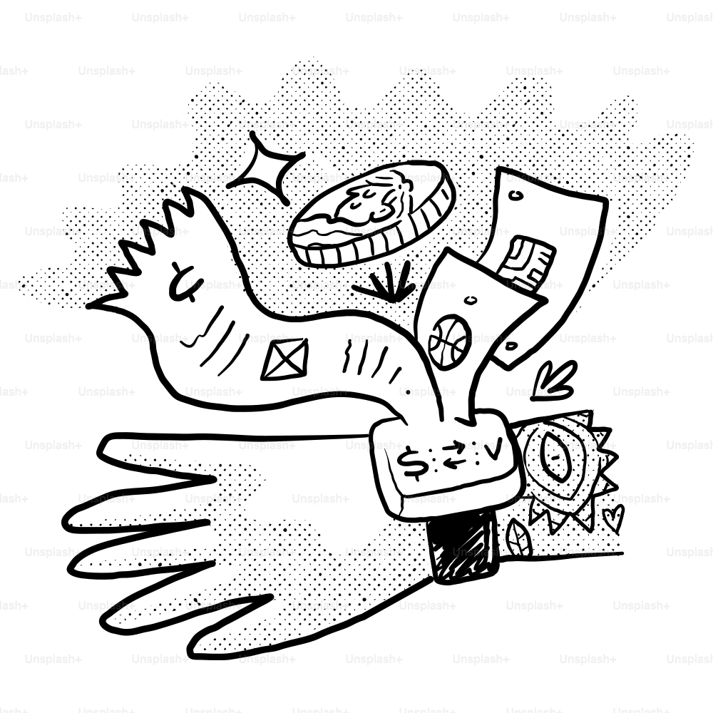 Eine Zeichnung einer Hand, die ein Stück Papier hält