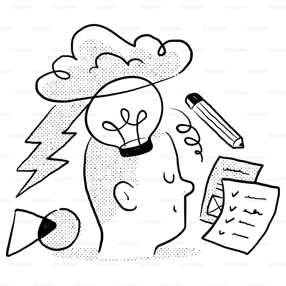 Un dibujo de una persona con bolígrafo y papel