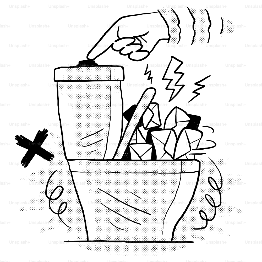 Un disegno di una mano che irrompe in un bidone della spazzatura vettoriale  – Immagine di Illustrazione su Unsplash, image size:3000x3000