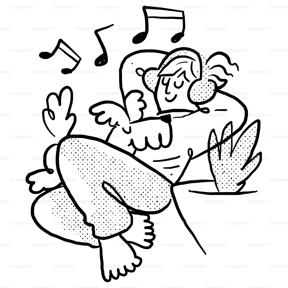 Un dibujo en blanco y negro de una persona durmiendo vector – Imagen de  Ilustración en Unsplash, image size:3000x3000