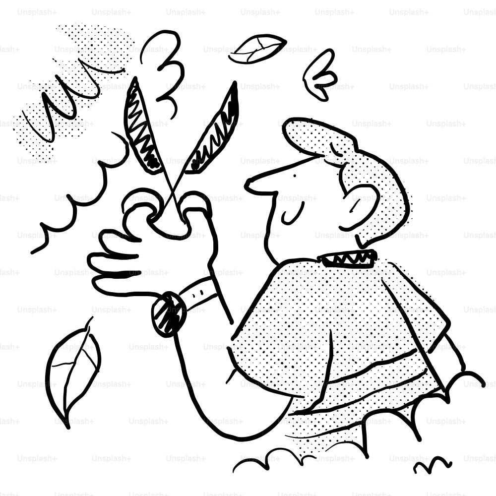 Un dessin d’un homme tenant un couteau