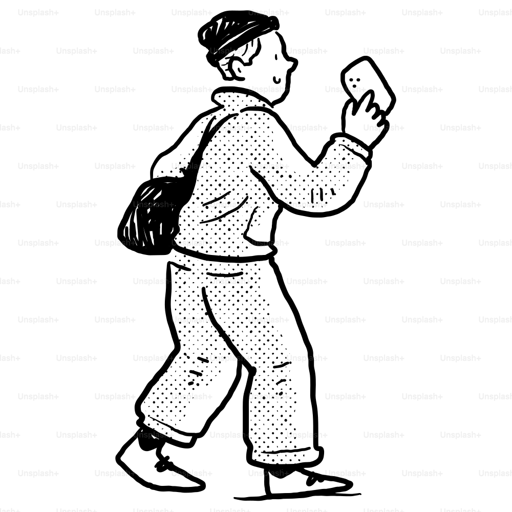 Eine Schwarz-Weiß-Zeichnung eines Mannes, der geht