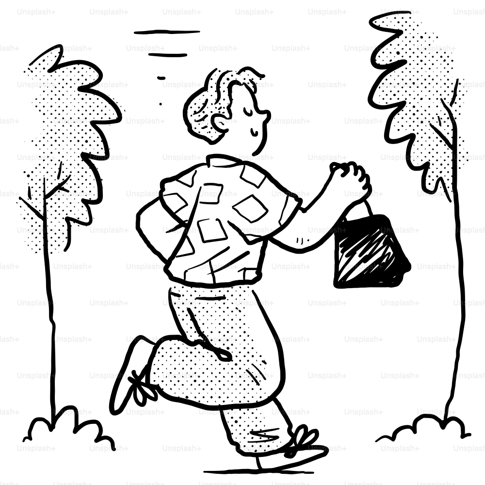 Un disegno a fumetti di un uomo che porta una borsa vettoriale – Immagine  di Illustrazione su Unsplash, image size:3000x3000