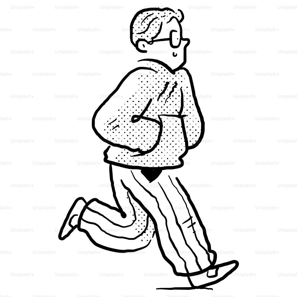 A drawing of a man running