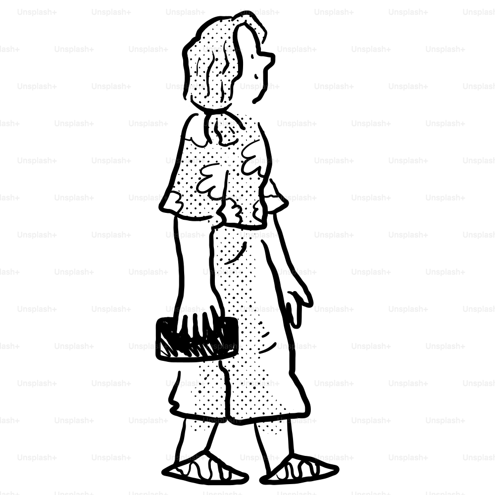 Un disegno di una donna che tiene una borsa vettoriale – Immagine di  Illustrazione su Unsplash, image size:3000x3000