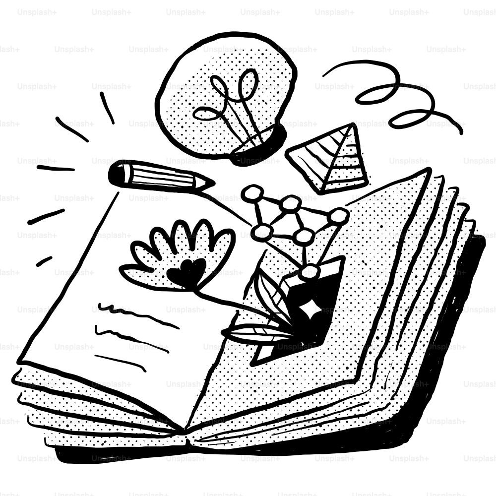 Un libro abierto con una bombilla encima