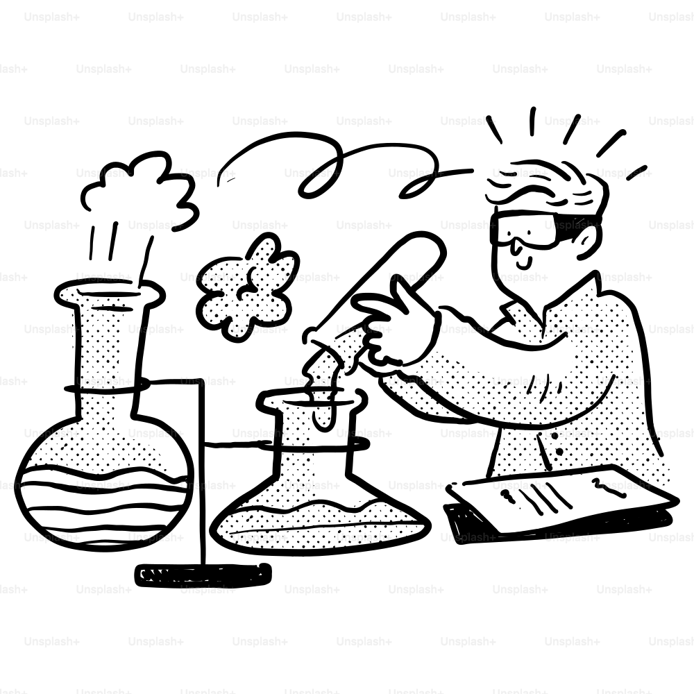 A man is doing something in a flask