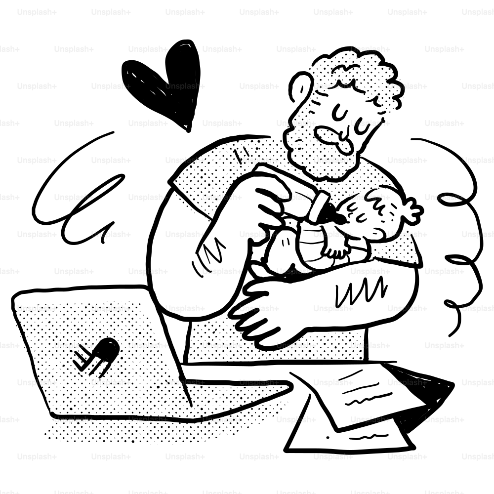 Ein Mann, der ein Baby in den Armen hält