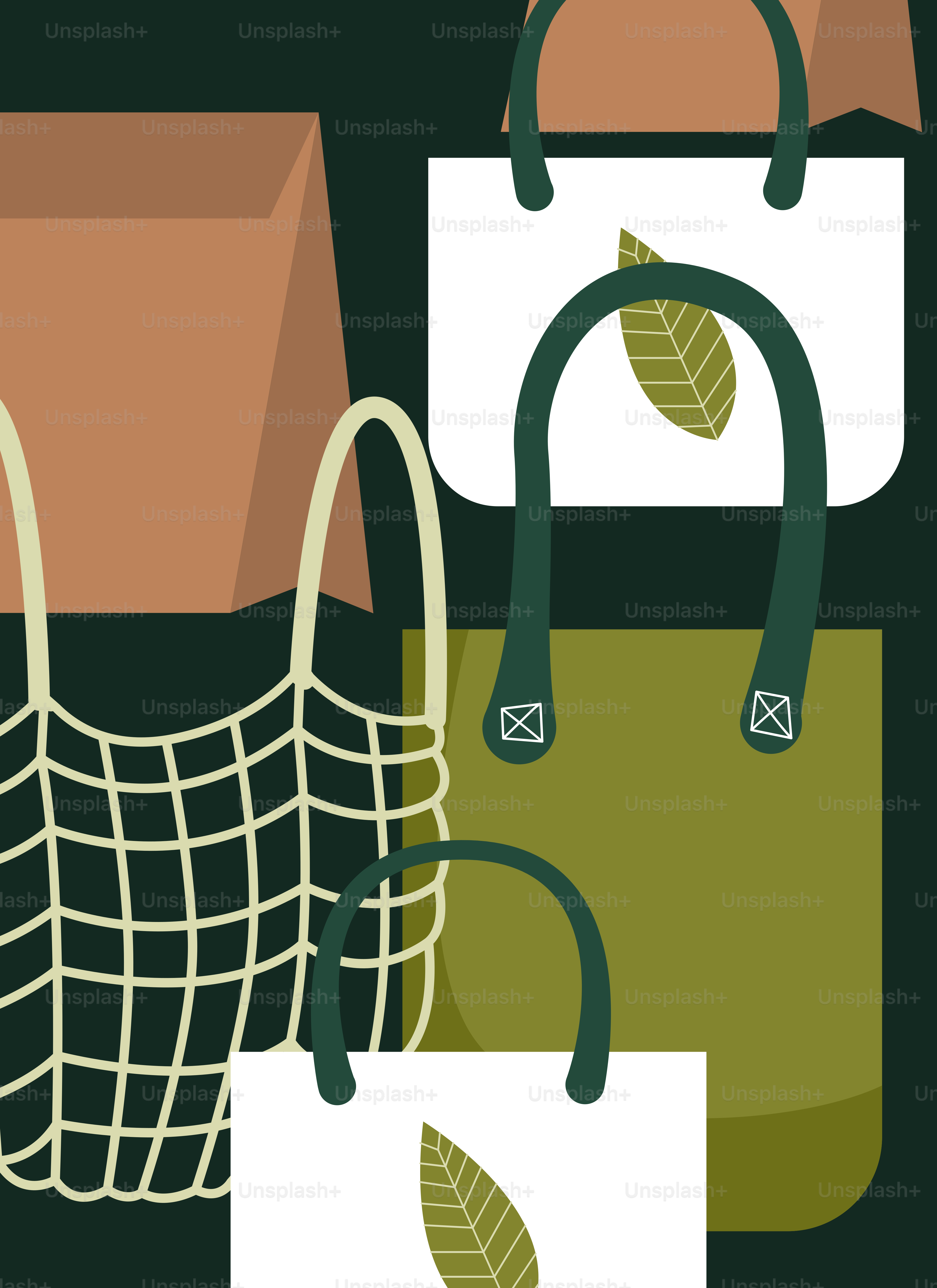 A bag with a leaf on the front and a bag with a leaf on the