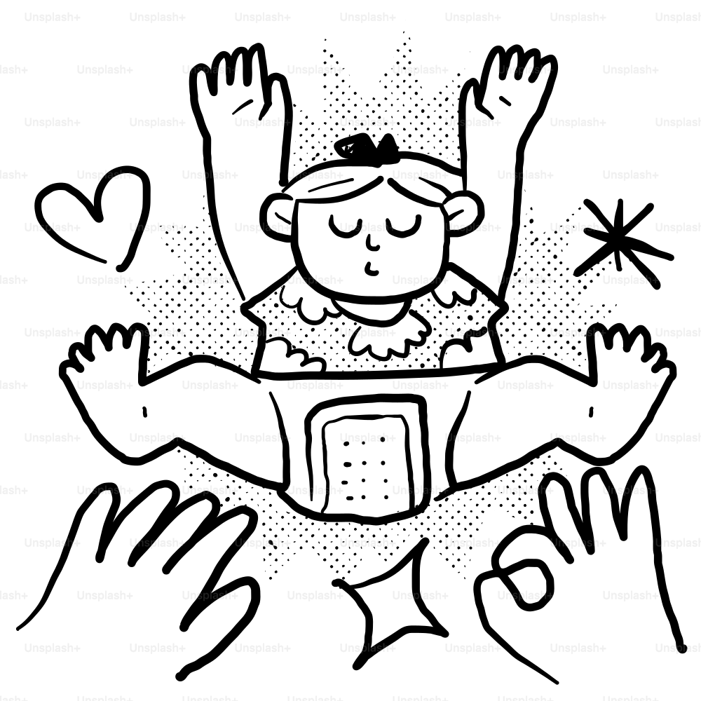 A black and white drawing of a person in the air