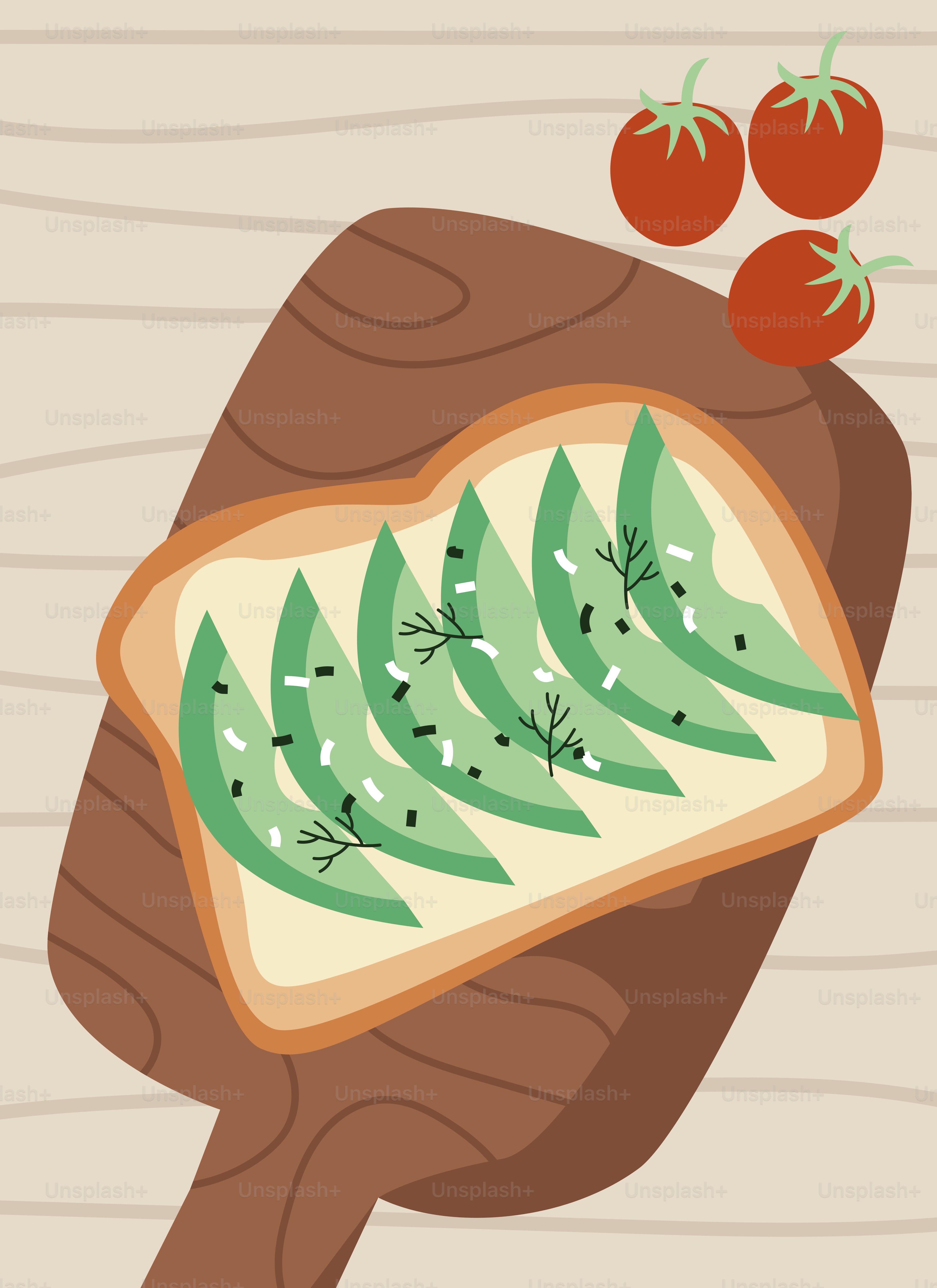 Um pedaço de pão com tomates por cima