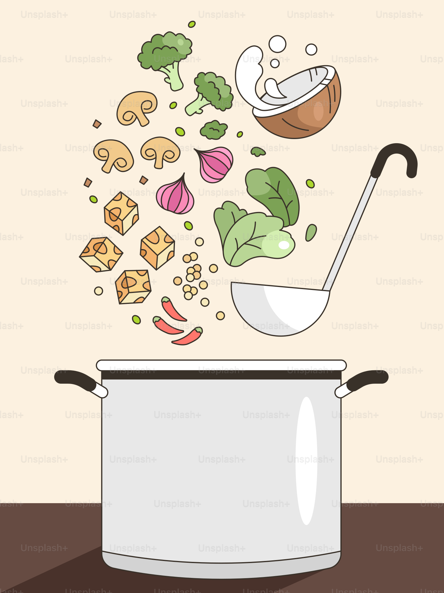 A pot of food is being tossed into the air