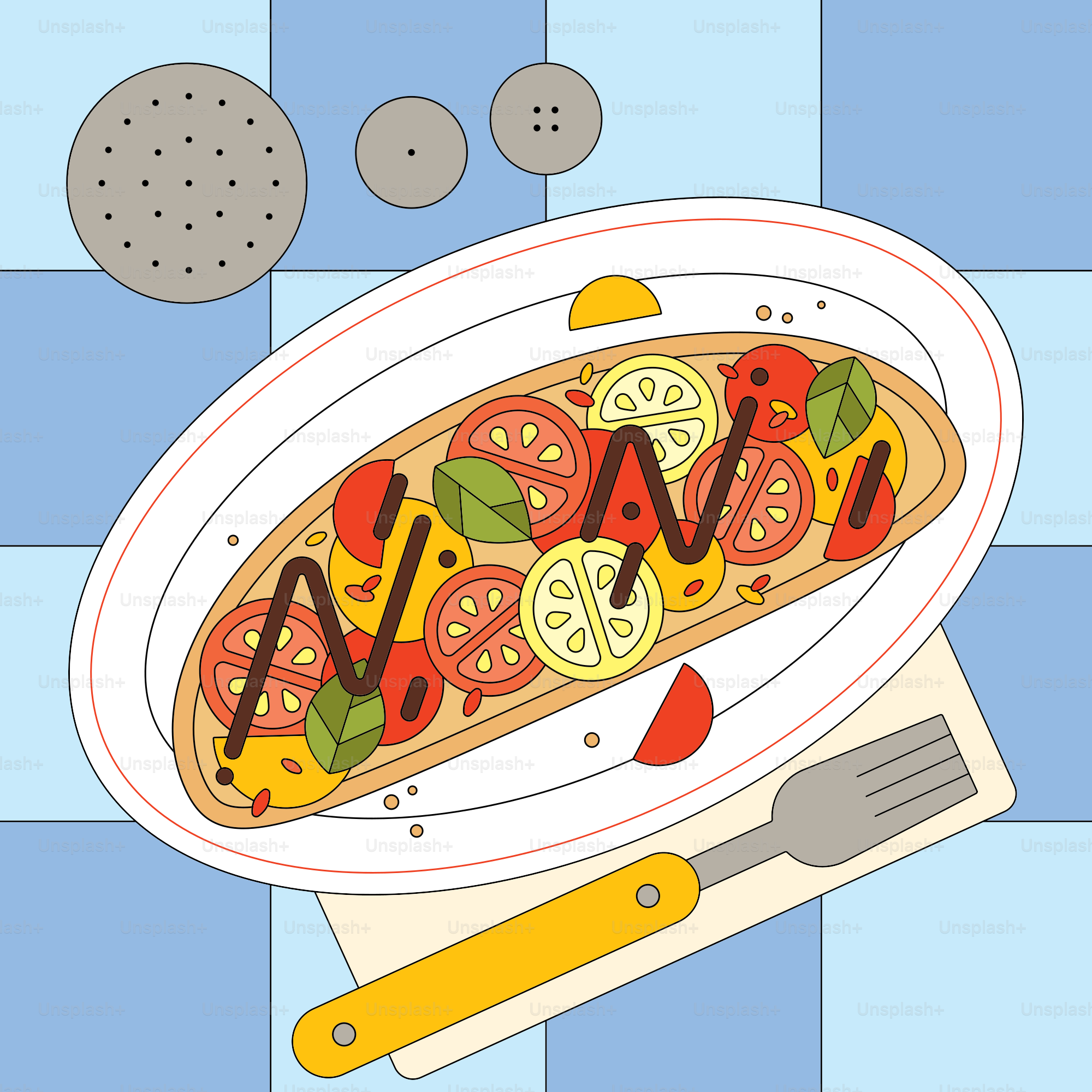 A plate of pizza with a knife and fork