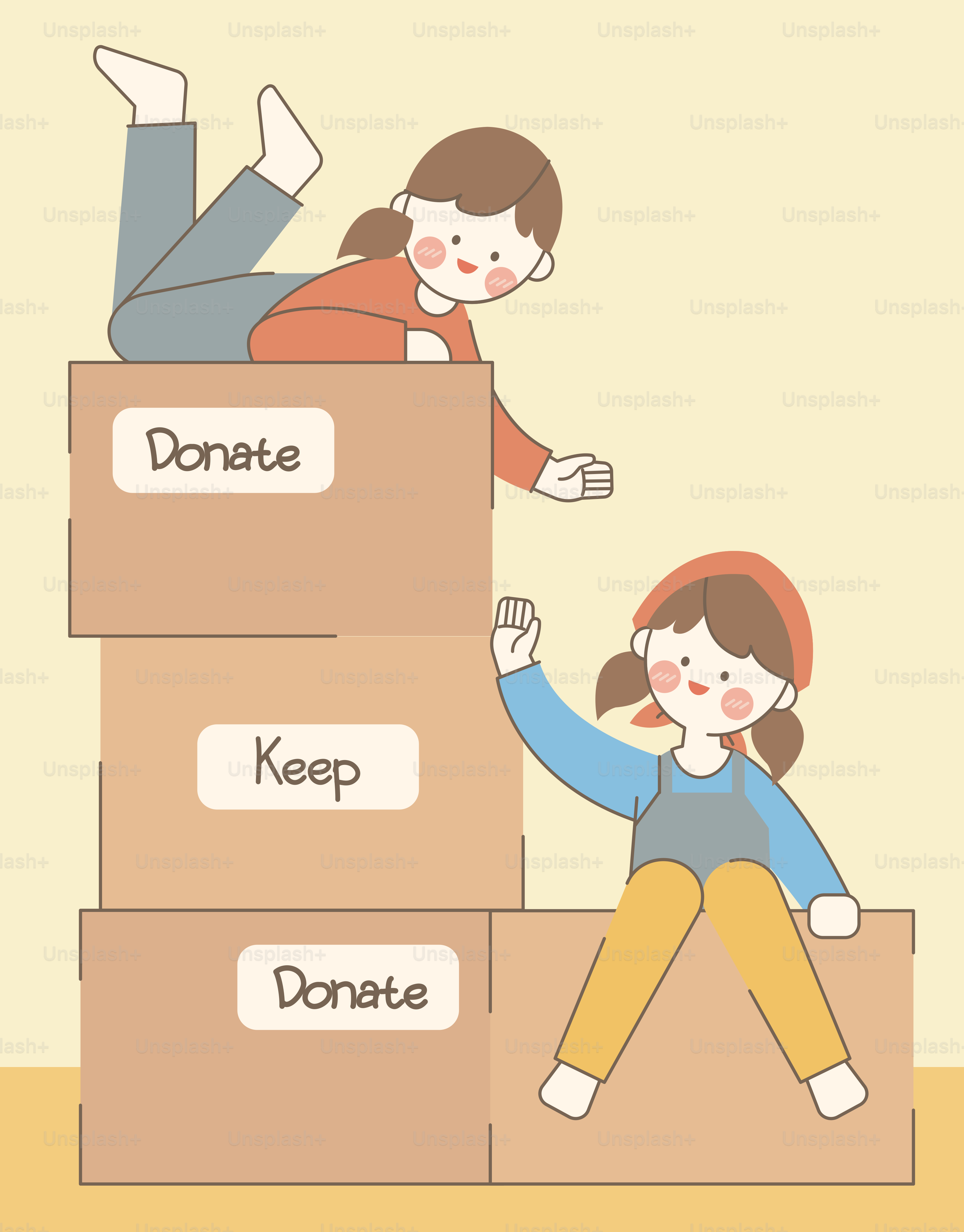 A couple of people that are sitting on some boxes