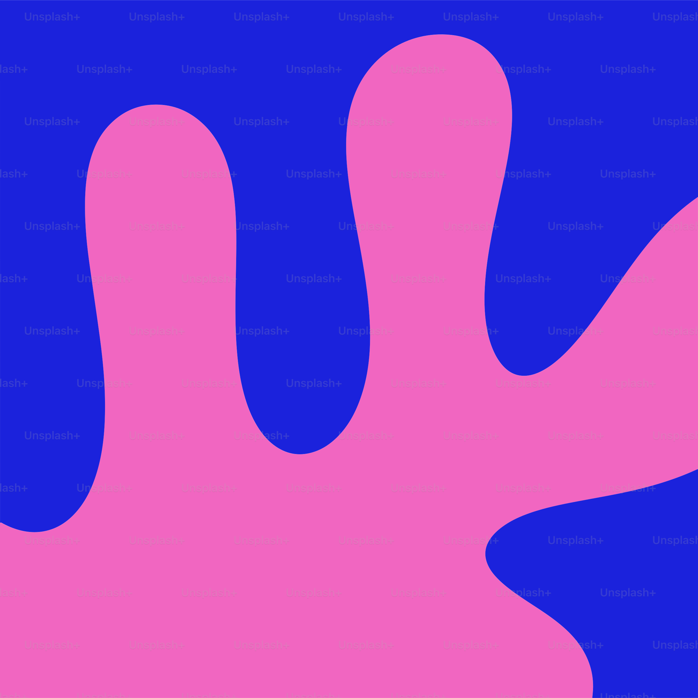 A pink hand on a blue background