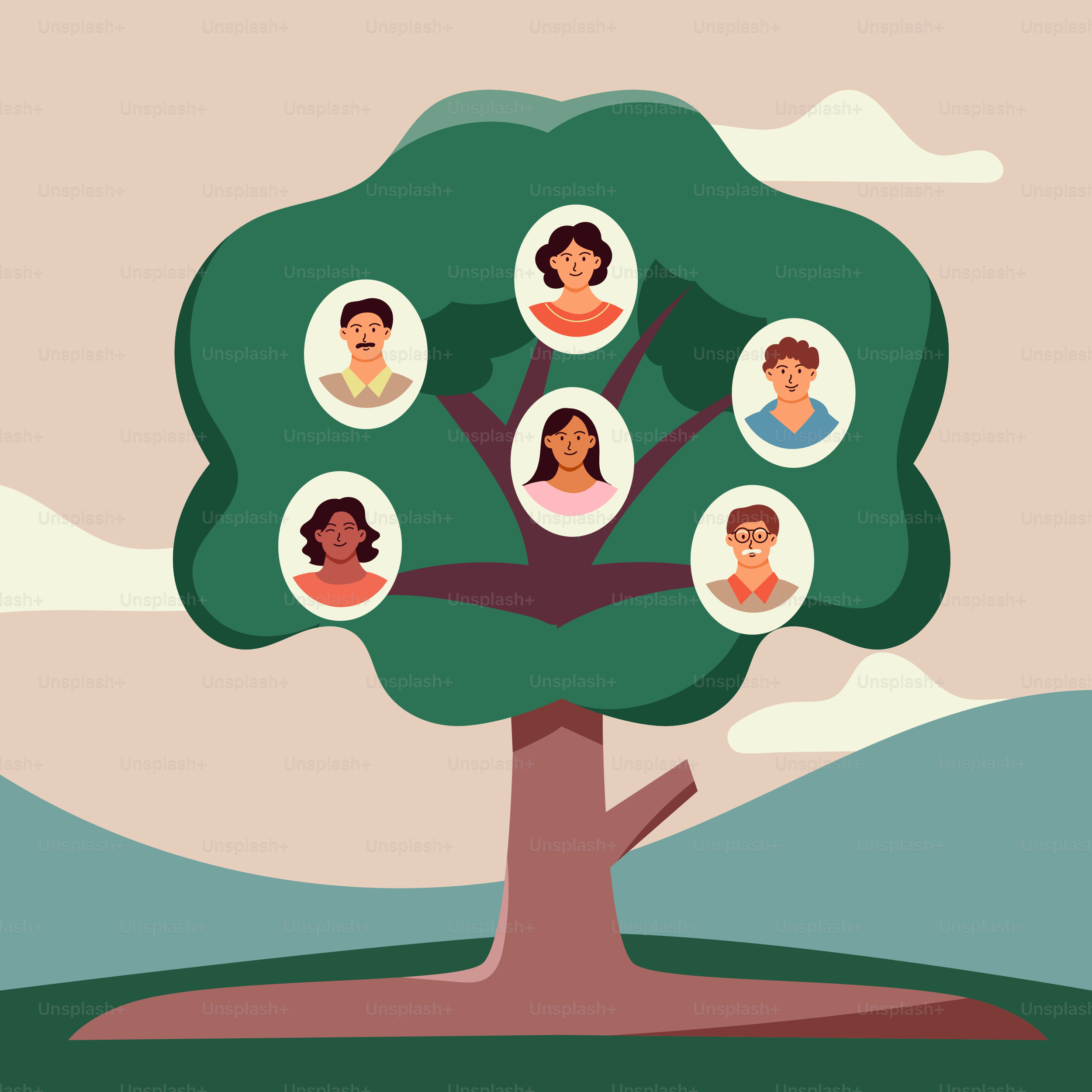 Un arbre avec plein de gens dessus vectoriel – Image de Famille sur Unsplash, image size:3000x3000