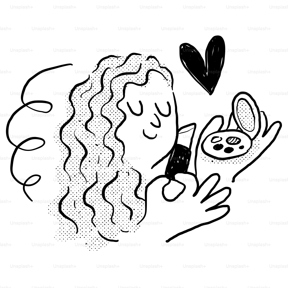 Un dessin d’une personne tenant un petit objet