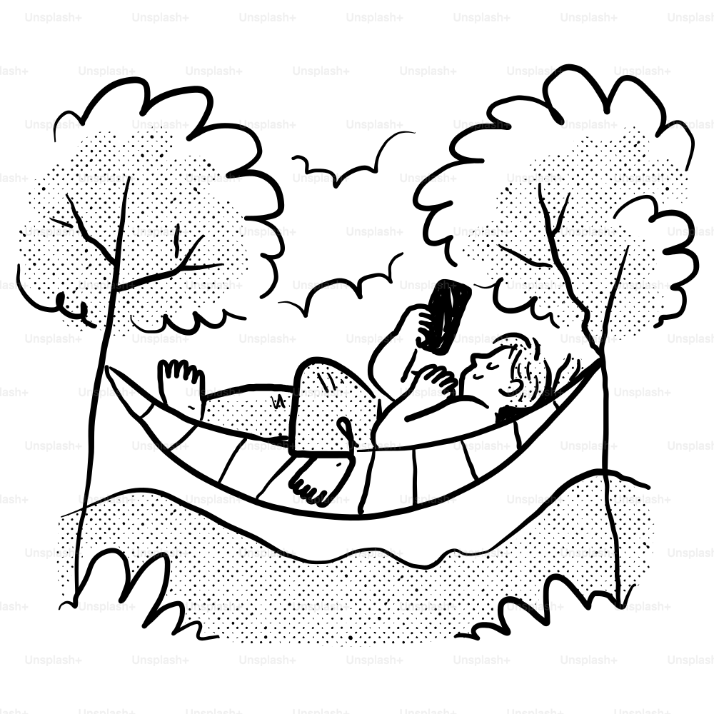 A man laying in a hammock with a cell phone