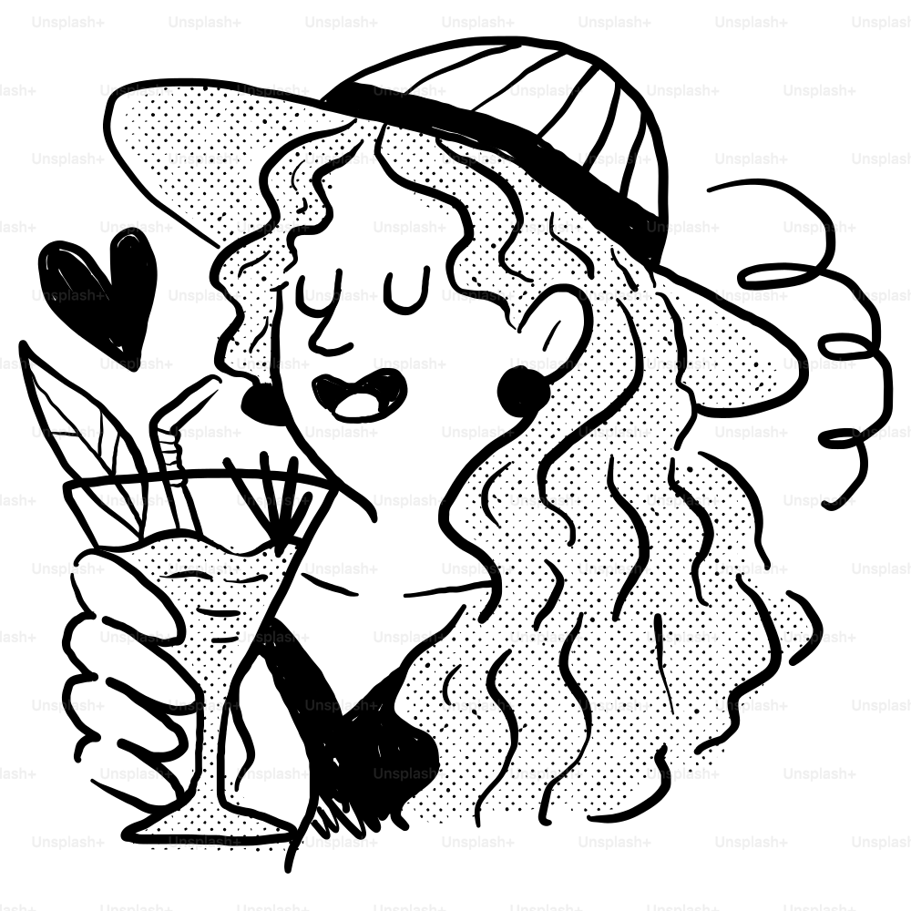 A drawing of a woman holding a plant