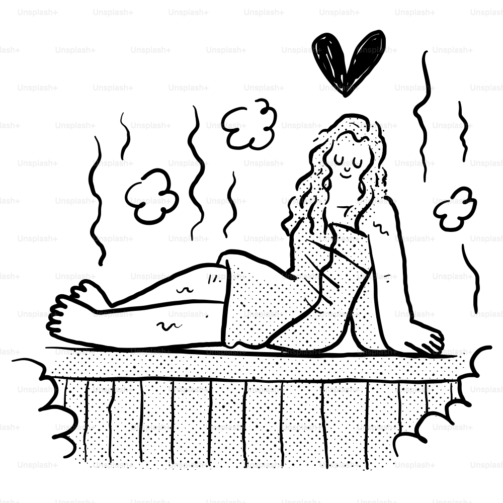 A drawing of a woman laying on a ledge